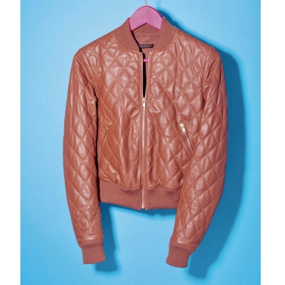 Theory Dex Q Quilted Leather Bomber Jacket